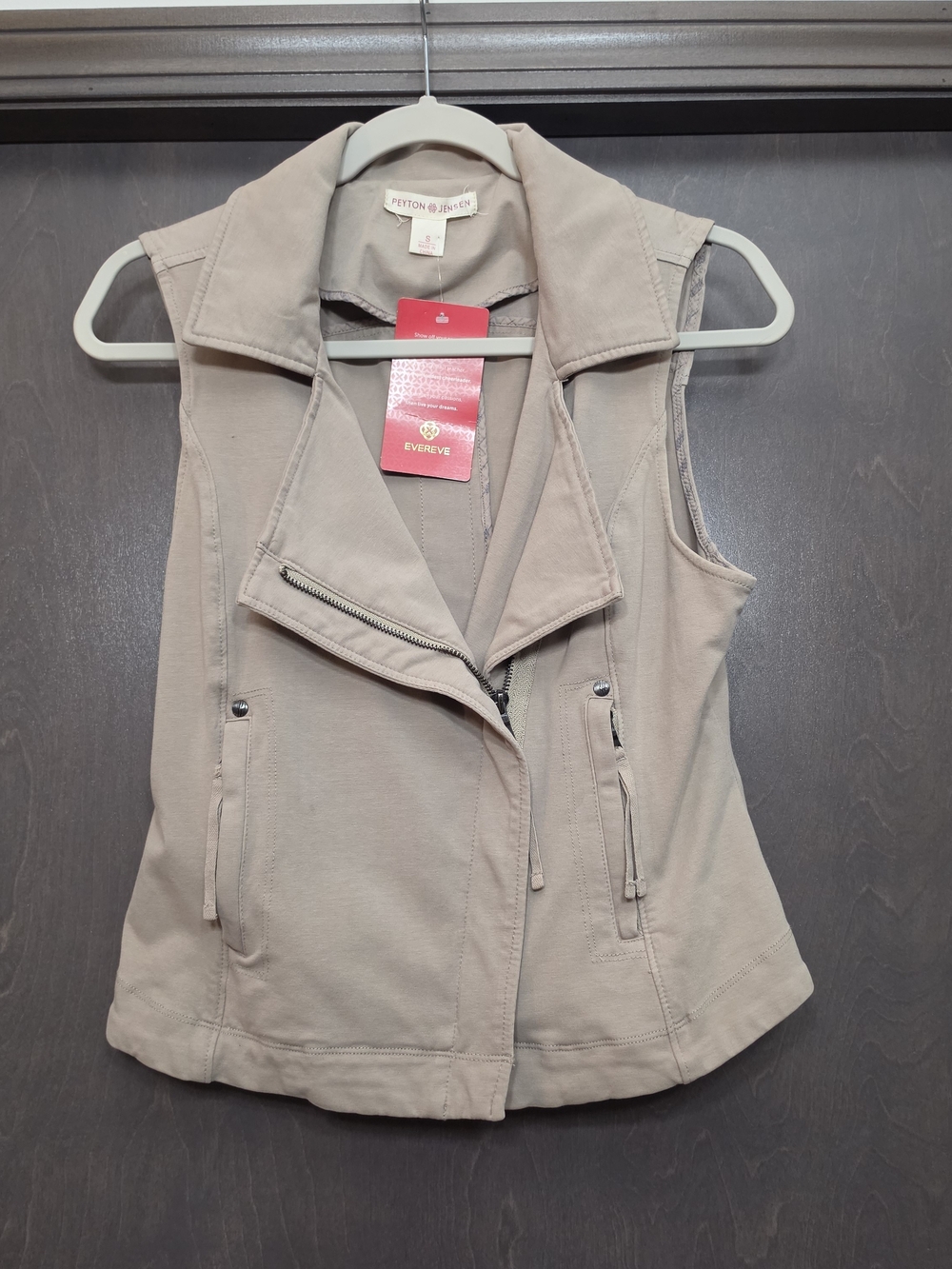 Sleeveless Moto Tank Vest in Taupe